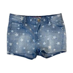 Light Wash Jean Shorts Bohemian White Star Print Girls Size 7
